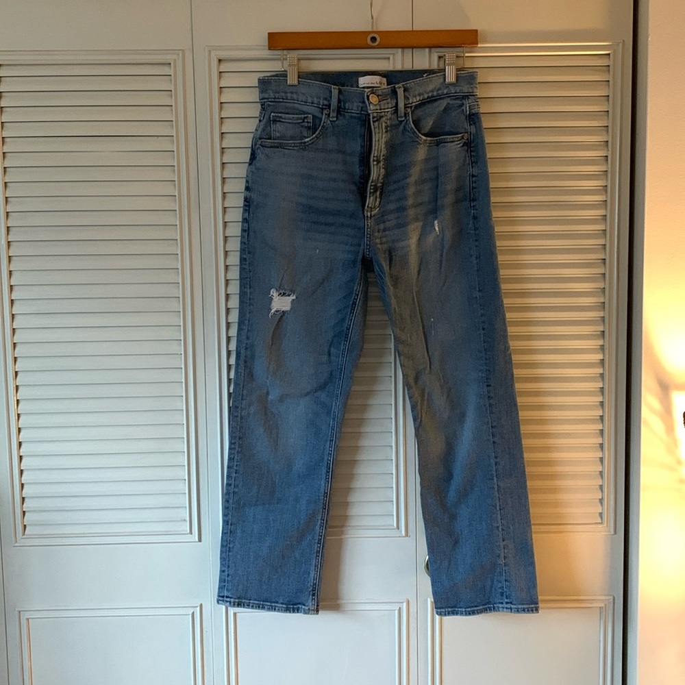 LOFT hi waisted crop straight jeans